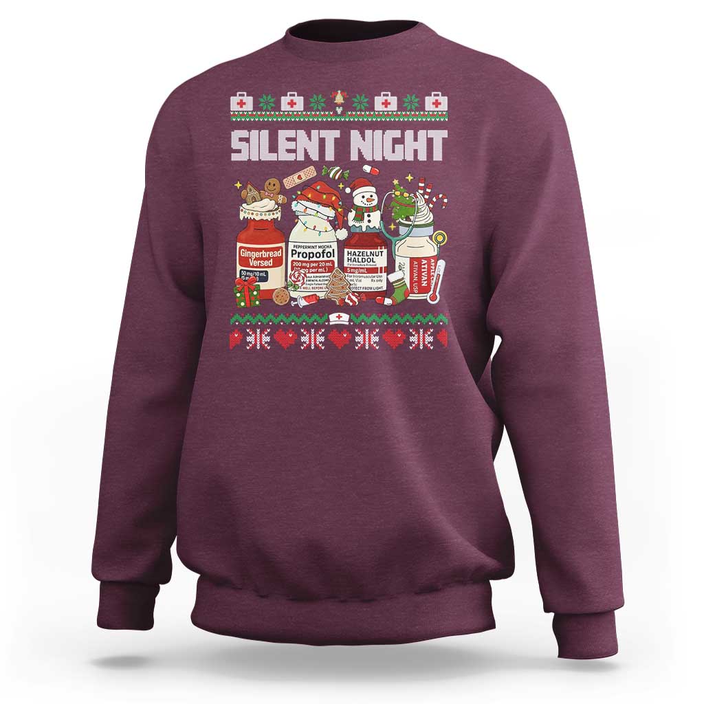 Silent Night Christmas Sweatshirt Funny ICU Nurse Xmas - Wonder Print Shop