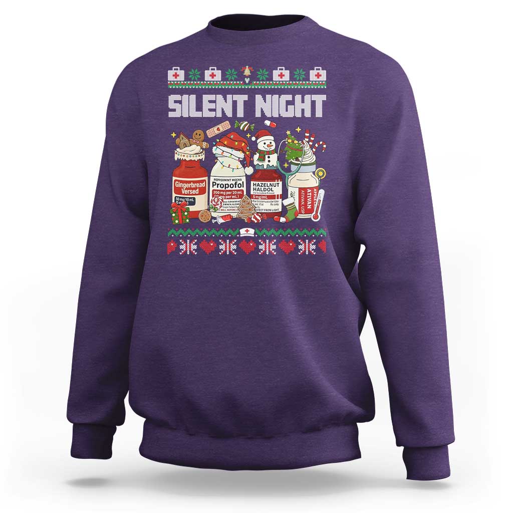 Silent Night Christmas Sweatshirt Funny ICU Nurse Xmas - Wonder Print Shop