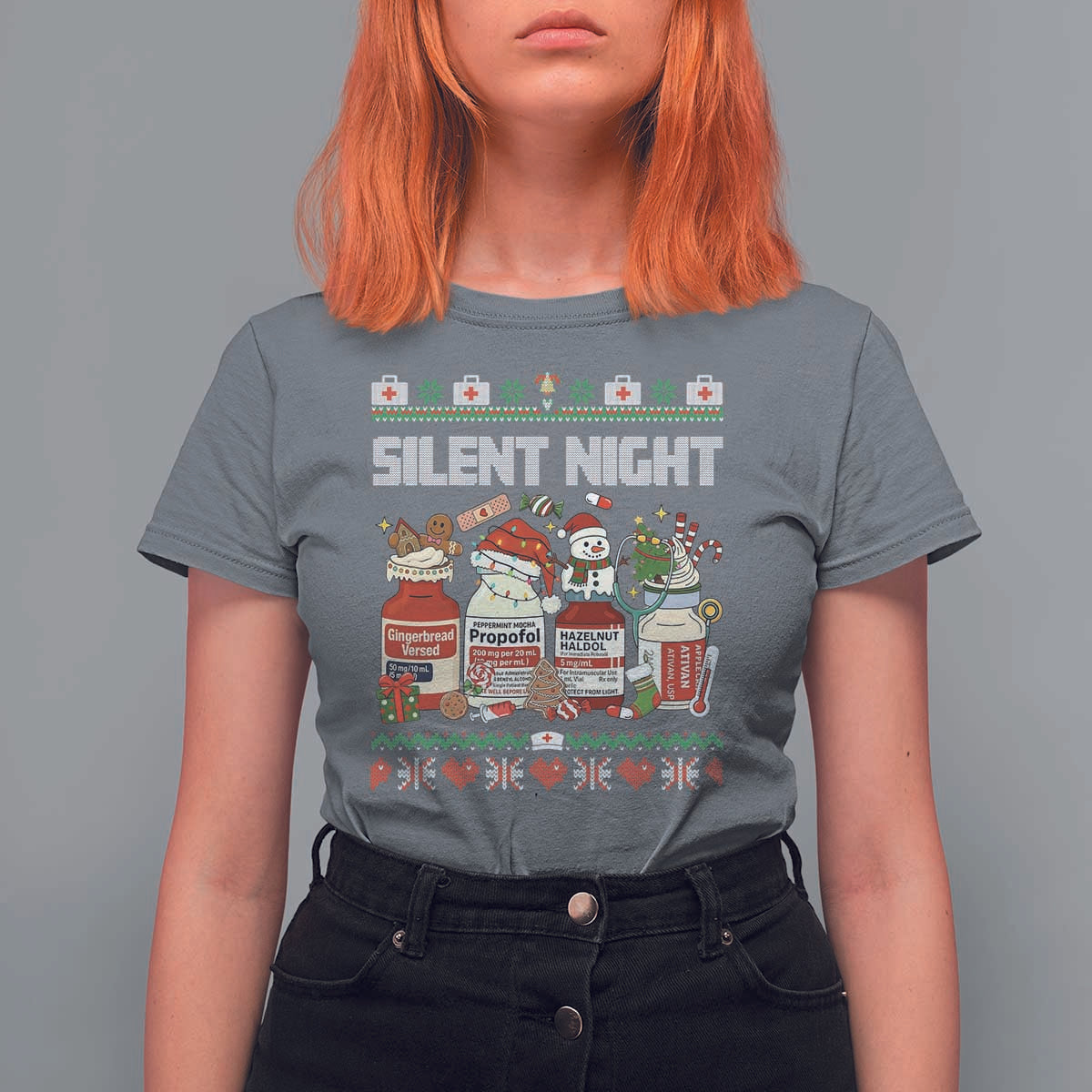 Silent Night Christmas T Shirt For Women Funny ICU Nurse Xmas - Wonder Print Shop