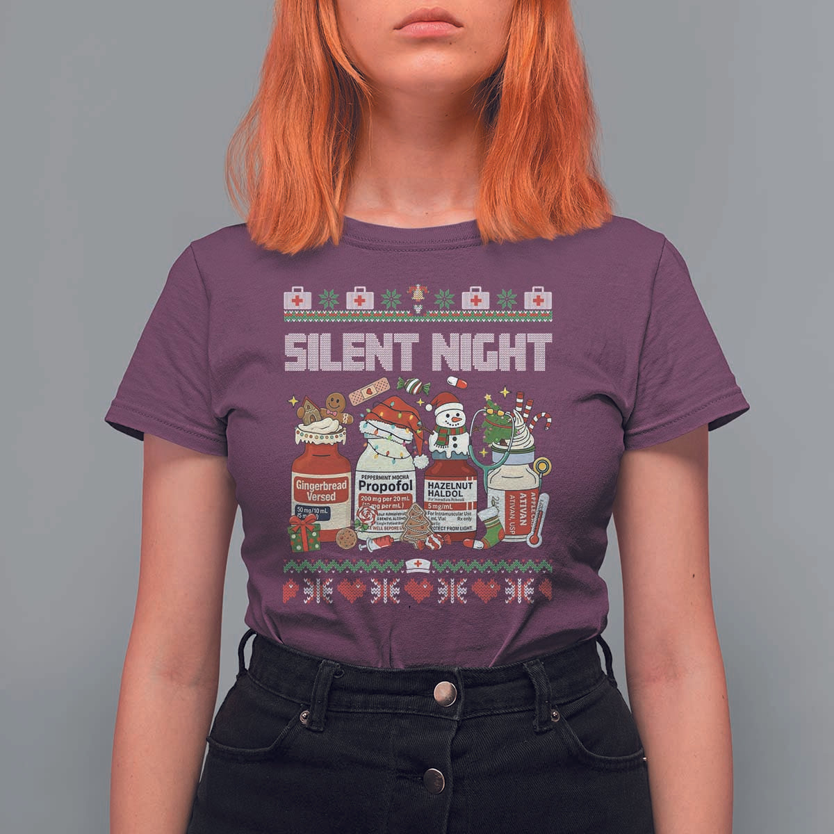 Silent Night Christmas T Shirt For Women Funny ICU Nurse Xmas - Wonder Print Shop