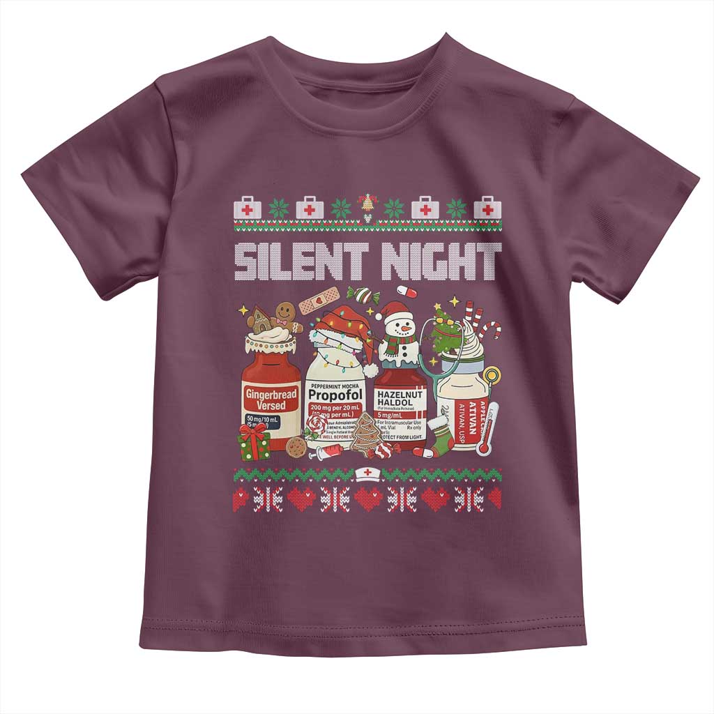 Silent Night Christmas Toddler T Shirt Funny ICU Nurse Xmas - Wonder Print Shop
