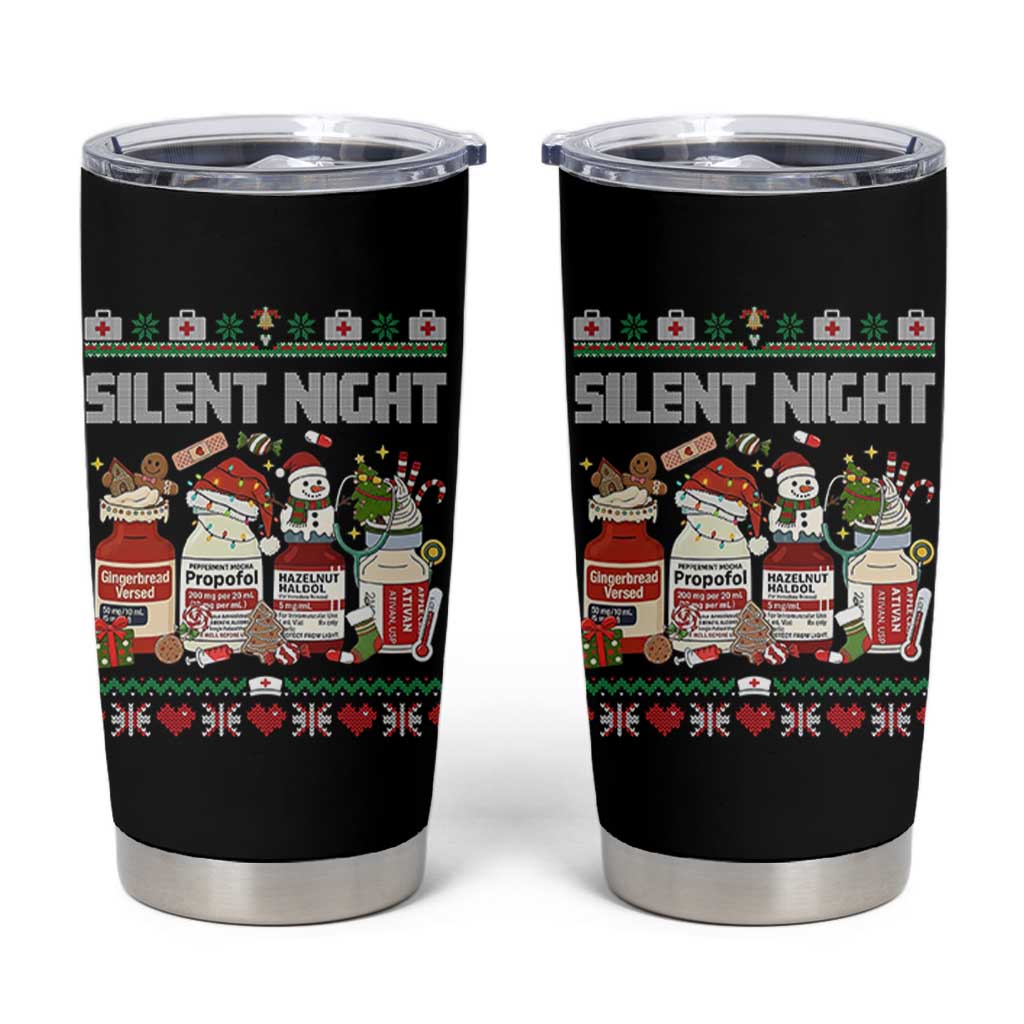 Silent Night Christmas Tumbler Cup Funny ICU Nurse Xmas - Wonder Print Shop