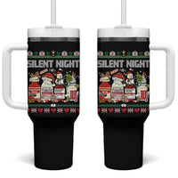 Silent Night Christmas Tumbler With Handle Funny ICU Nurse Xmas - Wonder Print Shop