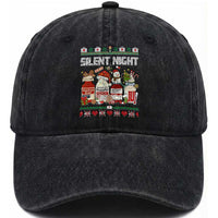 Silent Night Christmas Washed Cotton Baseball Cap Funny ICU Nurse Xmas