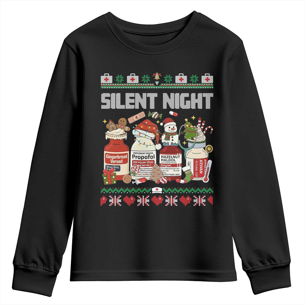 Silent Night Christmas Youth Sweatshirt Funny ICU Nurse Xmas - Wonder Print Shop