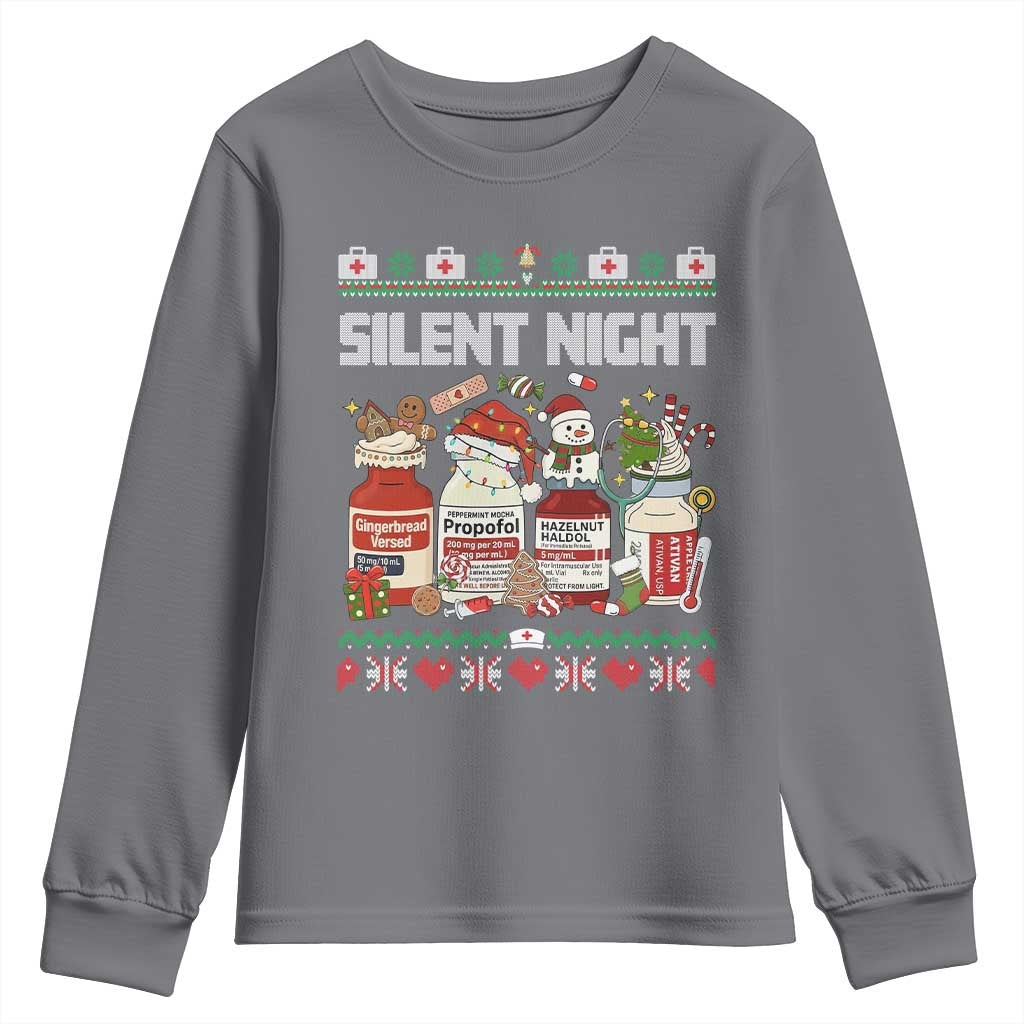 Silent Night Christmas Youth Sweatshirt Funny ICU Nurse Xmas - Wonder Print Shop