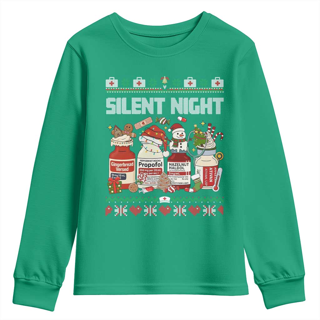 Silent Night Christmas Youth Sweatshirt Funny ICU Nurse Xmas - Wonder Print Shop