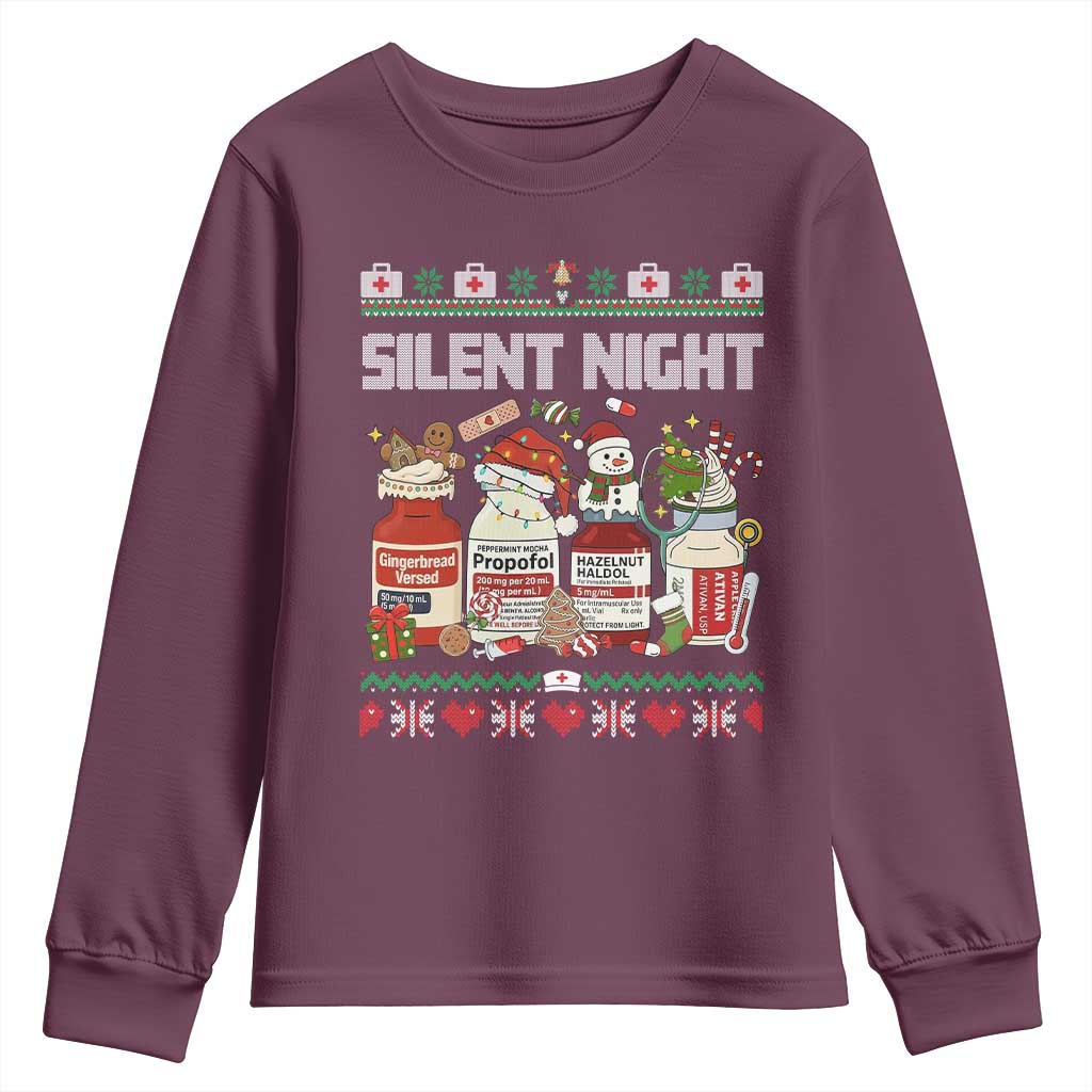 Silent Night Christmas Youth Sweatshirt Funny ICU Nurse Xmas - Wonder Print Shop