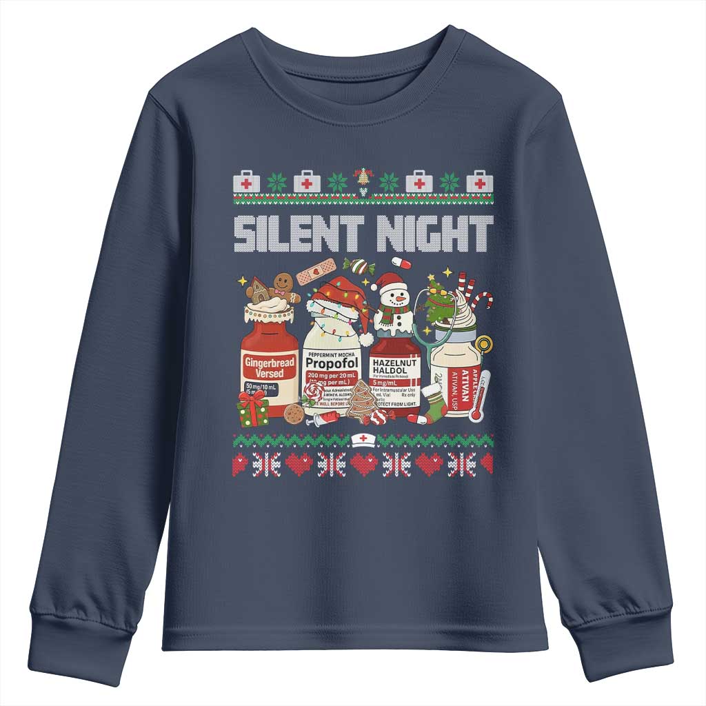 Silent Night Christmas Youth Sweatshirt Funny ICU Nurse Xmas - Wonder Print Shop