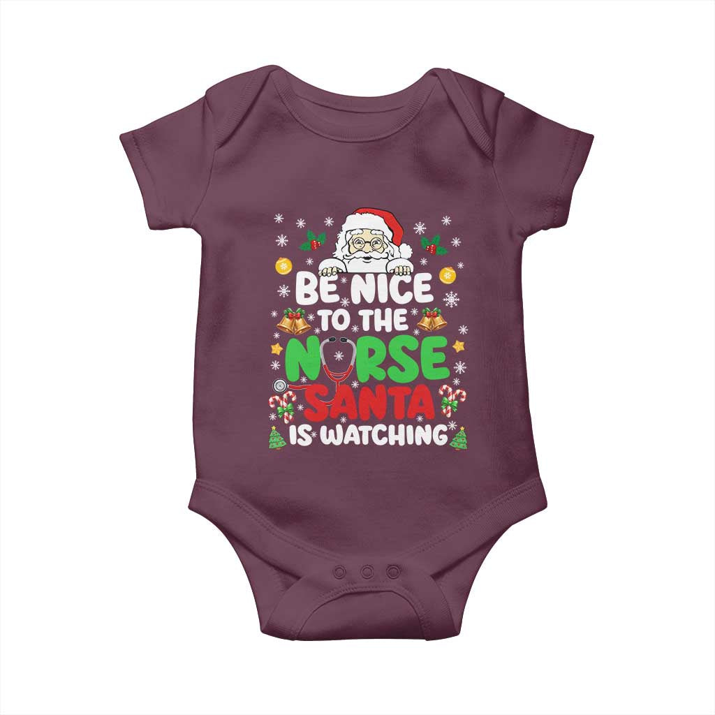 Christmas Nurse Baby Onesie Be Nice To The Nurse Santa Is Watching - Wonder Print Shop