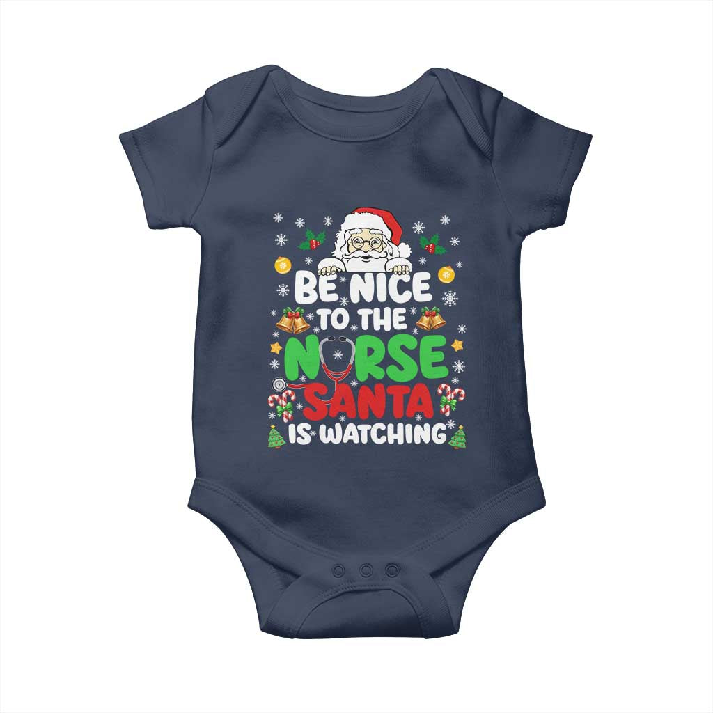Christmas Nurse Baby Onesie Be Nice To The Nurse Santa Is Watching - Wonder Print Shop