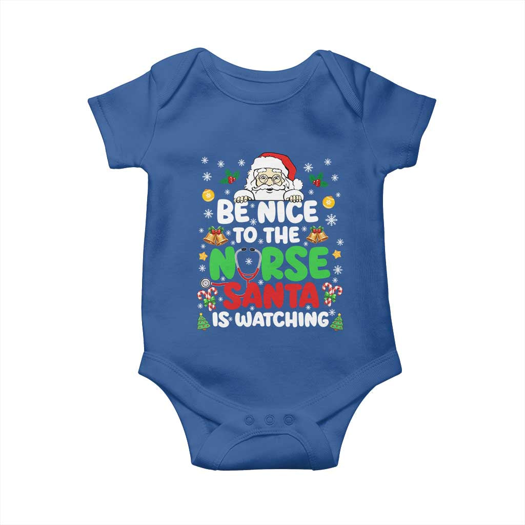 Christmas Nurse Baby Onesie Be Nice To The Nurse Santa Is Watching - Wonder Print Shop