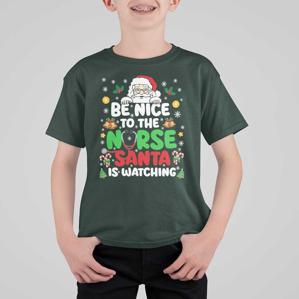 Christmas Nurse T Shirt For Kid Be Nice To The Nurse Santa Is Watching - Wonder Print Shop