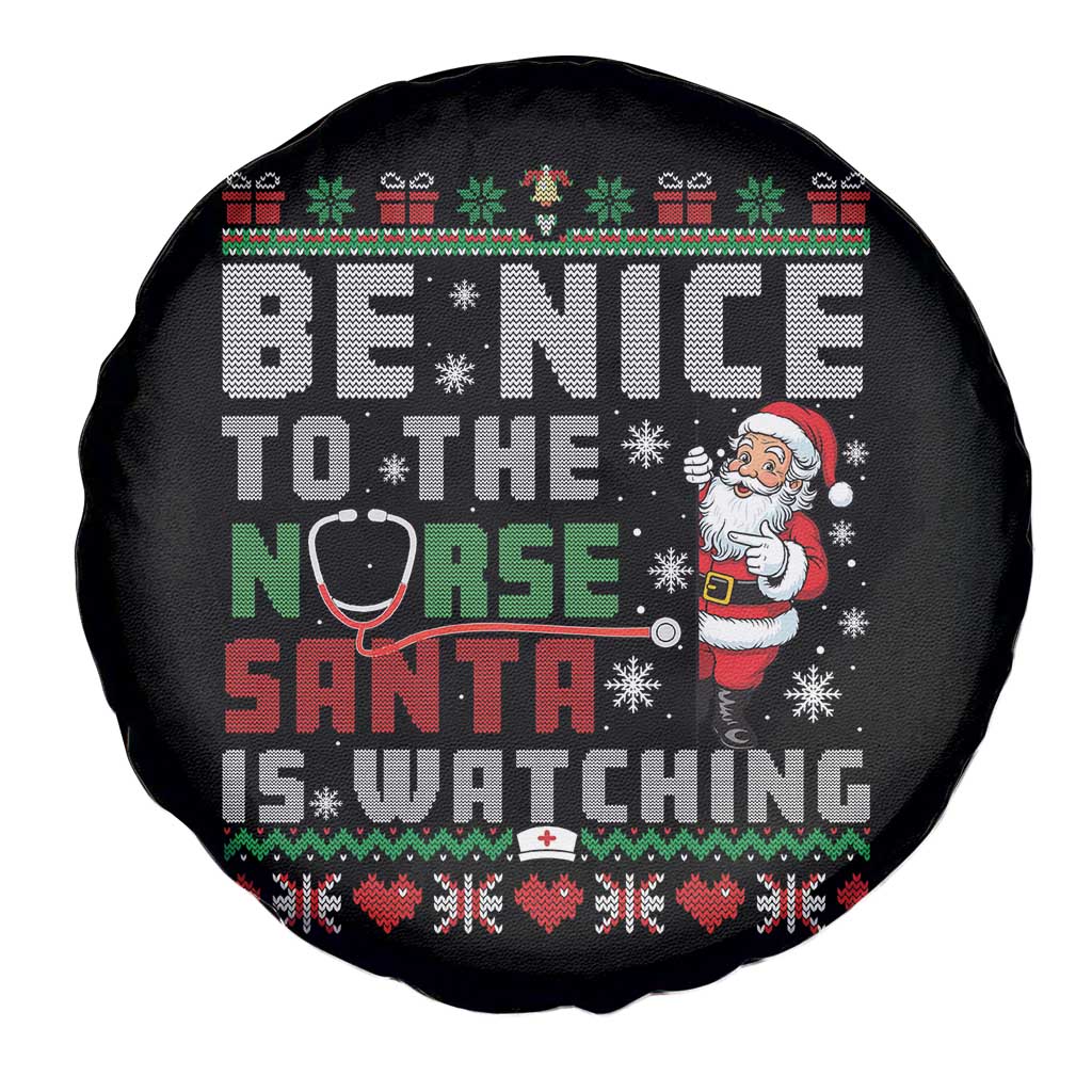 Funny Nurse Christmas Spare Tire Cover Be Nice To The Nurse Santa Is Watching - Wonder Print Shop