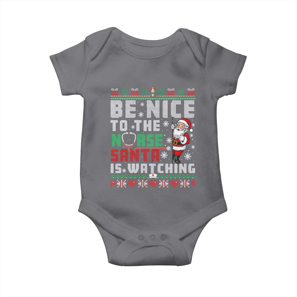 Funny Nurse Christmas Baby Onesie Be Nice To The Nurse Santa Is Watching - Wonder Print Shop