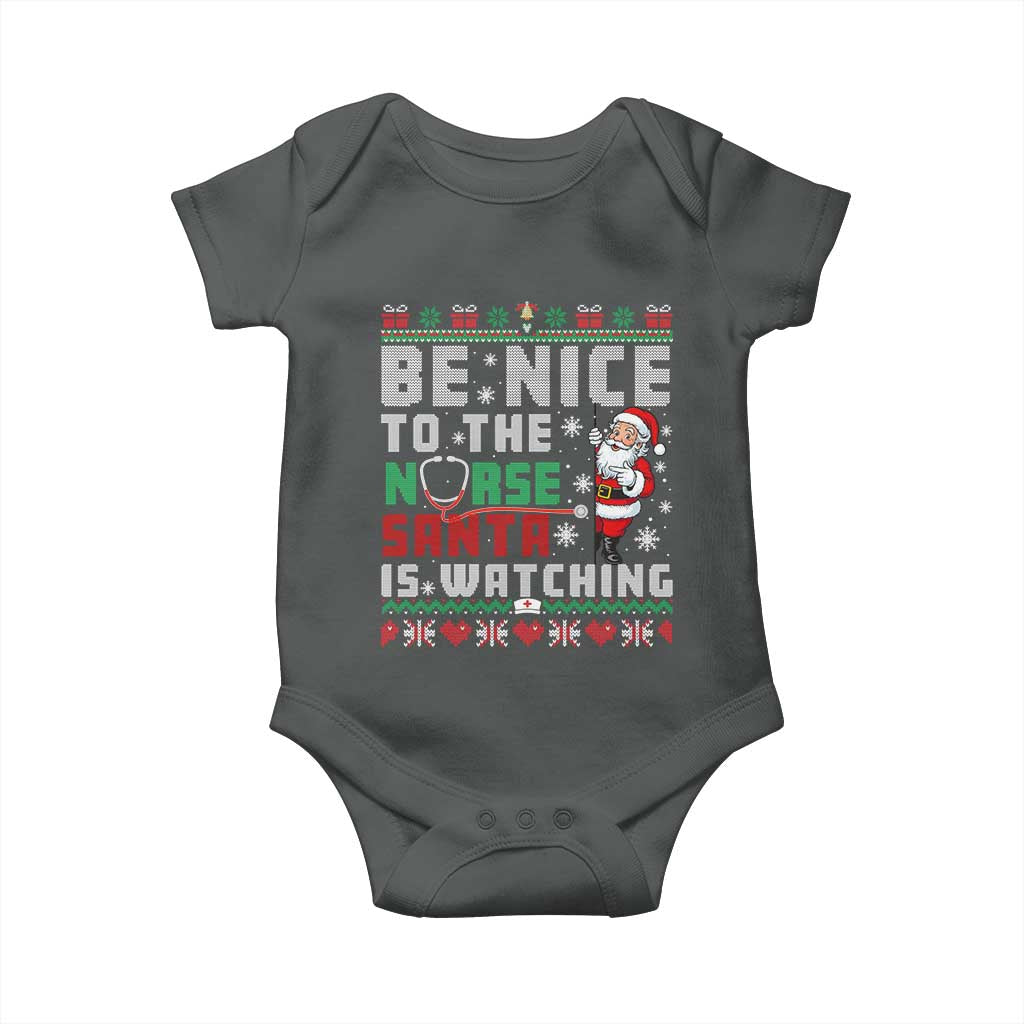 Funny Nurse Christmas Baby Onesie Be Nice To The Nurse Santa Is Watching - Wonder Print Shop