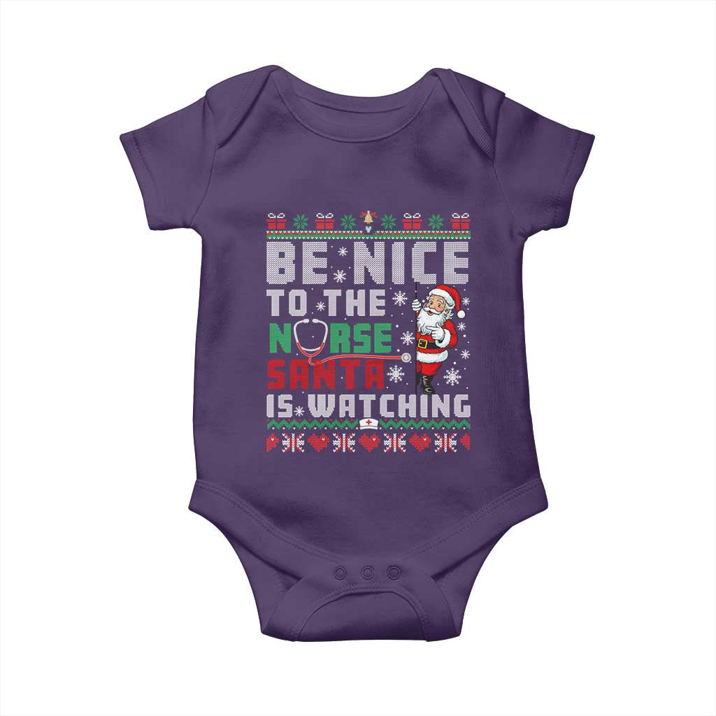 Funny Nurse Christmas Baby Onesie Be Nice To The Nurse Santa Is Watching - Wonder Print Shop
