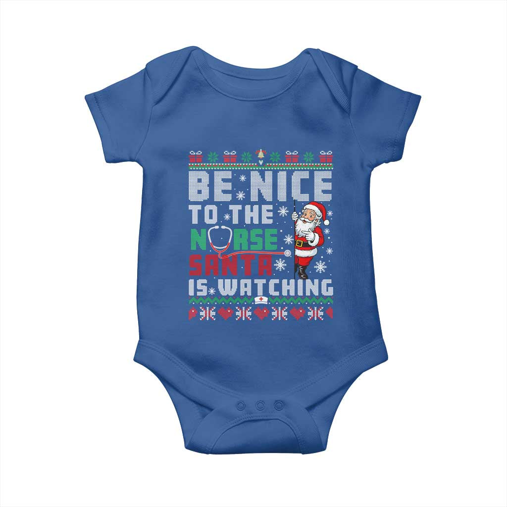 Funny Nurse Christmas Baby Onesie Be Nice To The Nurse Santa Is Watching - Wonder Print Shop