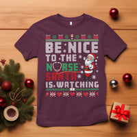 Funny Nurse Christmas T Shirt Be Nice To The Nurse Santa Is Watching - Wonder Print Shop