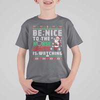 Funny Nurse Christmas T Shirt For Kid Be Nice To The Nurse Santa Is Watching - Wonder Print Shop