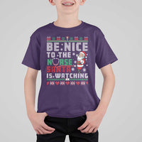 Funny Nurse Christmas T Shirt For Kid Be Nice To The Nurse Santa Is Watching - Wonder Print Shop