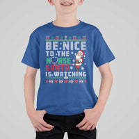 Funny Nurse Christmas T Shirt For Kid Be Nice To The Nurse Santa Is Watching - Wonder Print Shop