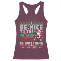 Funny Nurse Christmas Racerback Tank Top Be Nice To The Nurse Santa Is Watching - Wonder Print Shop