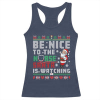 Funny Nurse Christmas Racerback Tank Top Be Nice To The Nurse Santa Is Watching - Wonder Print Shop