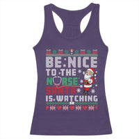 Funny Nurse Christmas Racerback Tank Top Be Nice To The Nurse Santa Is Watching - Wonder Print Shop