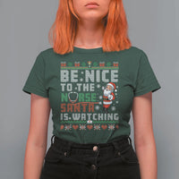 Funny Nurse Christmas T Shirt For Women Be Nice To The Nurse Santa Is Watching - Wonder Print Shop