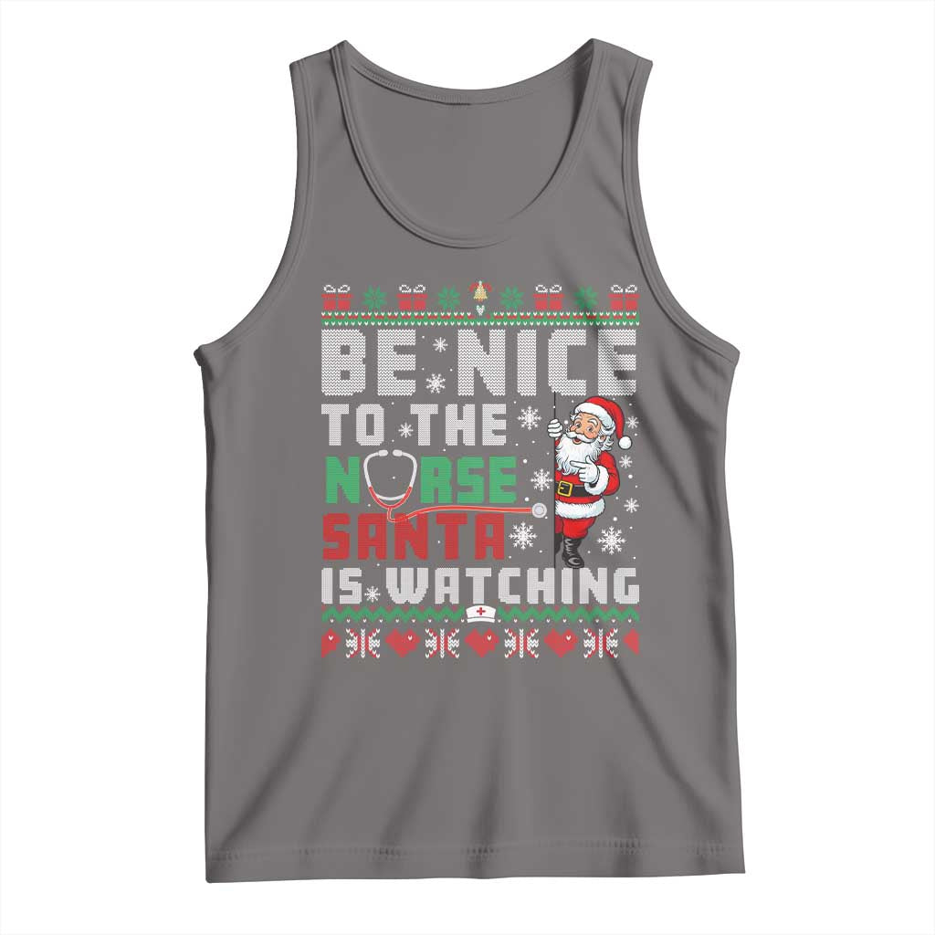 Funny Nurse Christmas Tank Top Be Nice To The Nurse Santa Is Watching - Wonder Print Shop