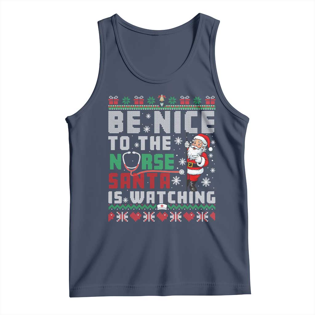 Funny Nurse Christmas Tank Top Be Nice To The Nurse Santa Is Watching - Wonder Print Shop