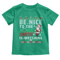 Funny Nurse Christmas Toddler T Shirt Be Nice To The Nurse Santa Is Watching - Wonder Print Shop