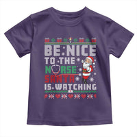 Funny Nurse Christmas Toddler T Shirt Be Nice To The Nurse Santa Is Watching - Wonder Print Shop