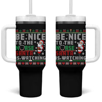 Funny Nurse Christmas Tumbler With Handle Be Nice To The Nurse Santa Is Watching - Wonder Print Shop