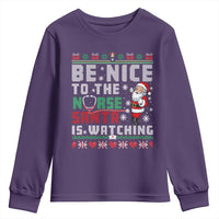 Funny Nurse Christmas Youth Sweatshirt Be Nice To The Nurse Santa Is Watching - Wonder Print Shop