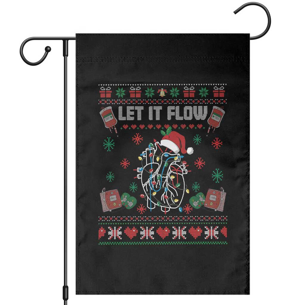 Let It Flow Christmas Garden Flag Anatomy Heart Cardiac Nurse Santa Xmas - Wonder Print Shop