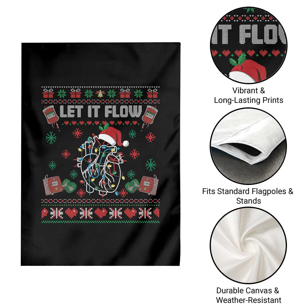 Let It Flow Christmas Garden Flag Anatomy Heart Cardiac Nurse Santa Xmas - Wonder Print Shop