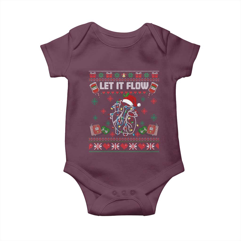 Let It Flow Christmas Baby Onesie Anatomy Heart Cardiac Nurse Santa Xmas - Wonder Print Shop