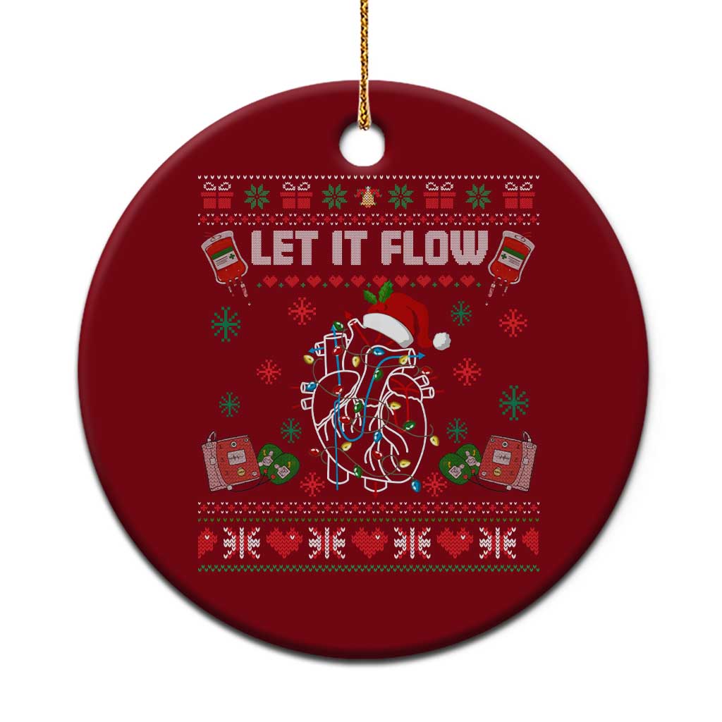 Let It Flow Christmas Ceramic Ornament Anatomy Heart Cardiac Nurse Santa Xmas - Wonder Print Shop