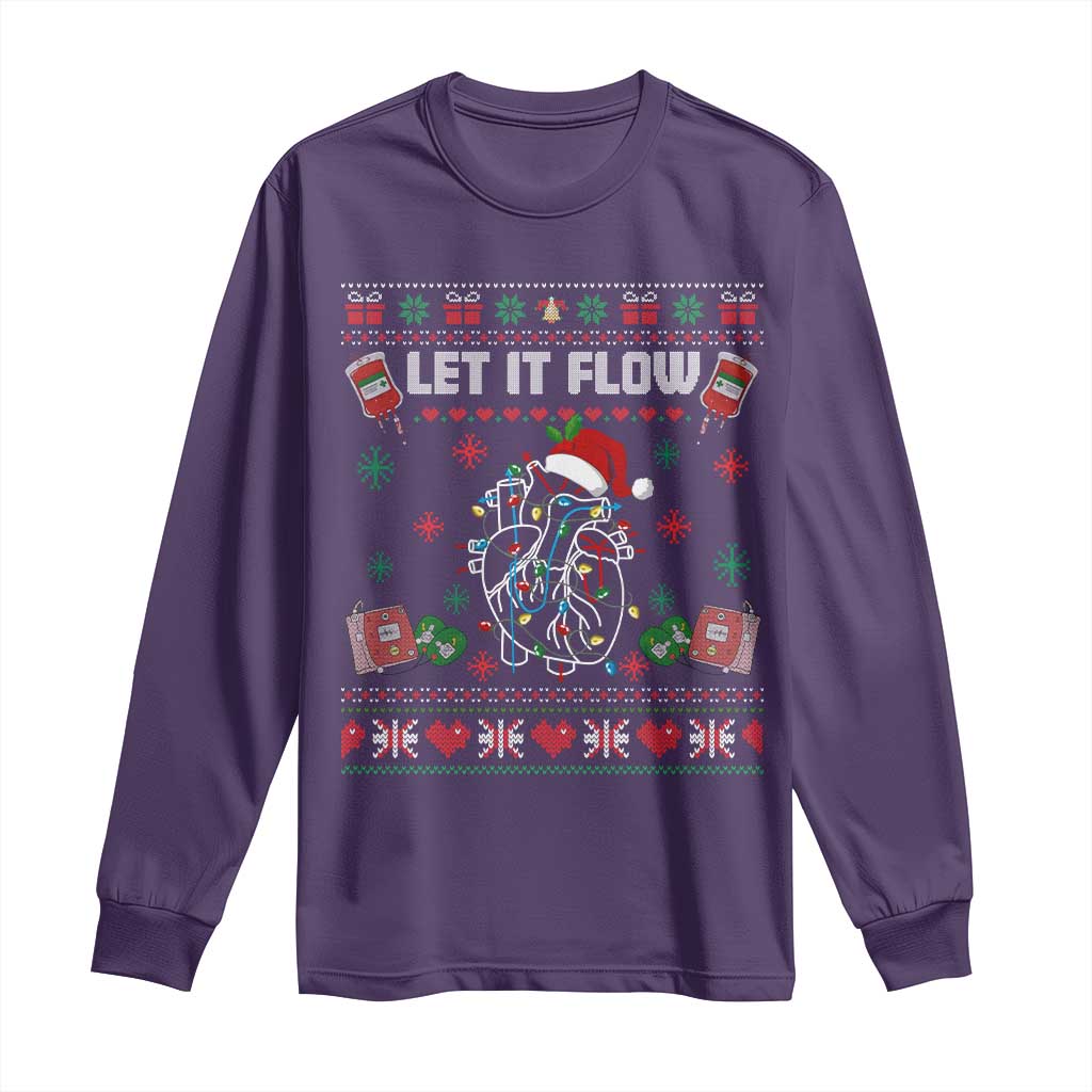 Let It Flow Christmas Long Sleeve Shirt Anatomy Heart Cardiac Nurse Santa Xmas - Wonder Print Shop