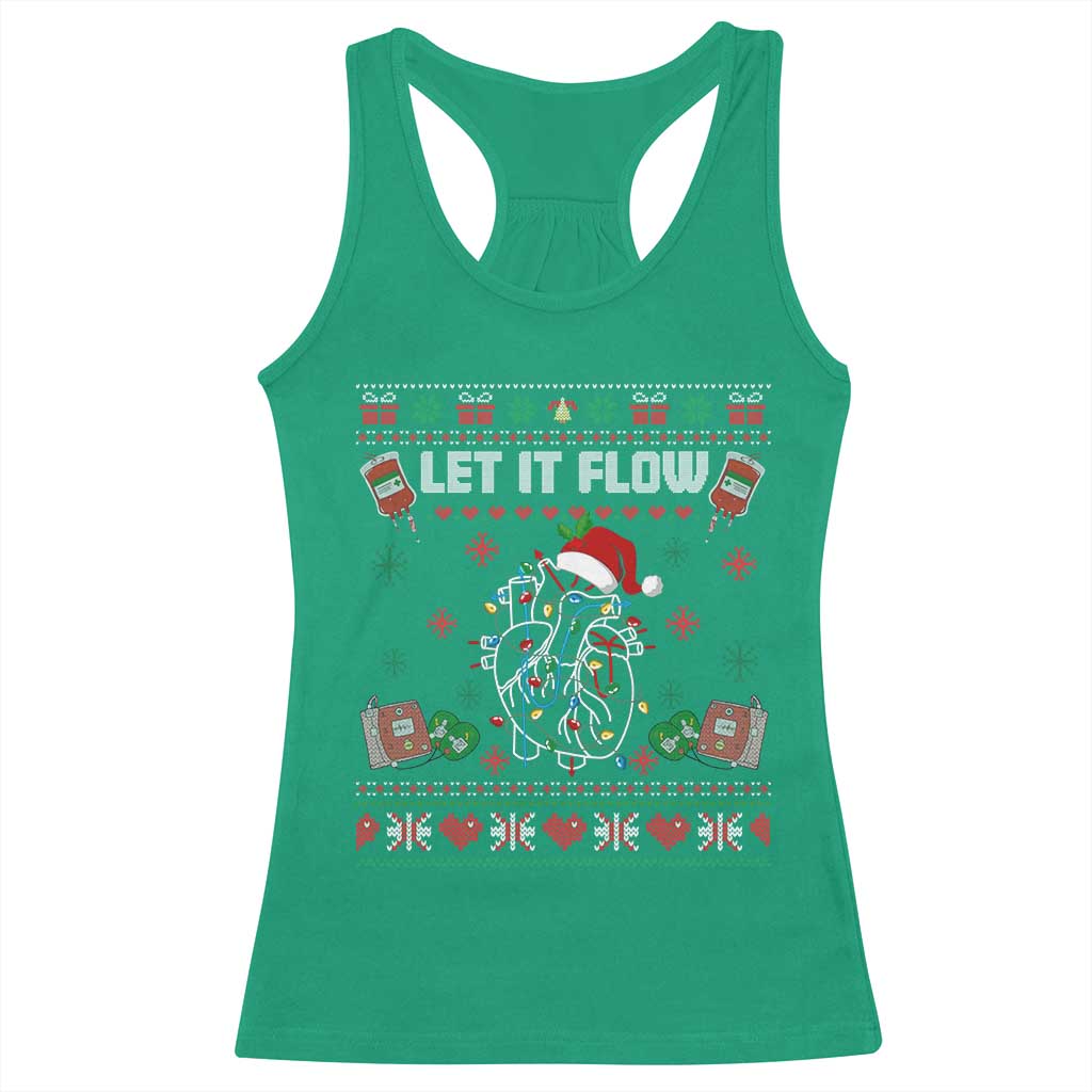 Let It Flow Christmas Racerback Tank Top Anatomy Heart Cardiac Nurse Santa Xmas - Wonder Print Shop