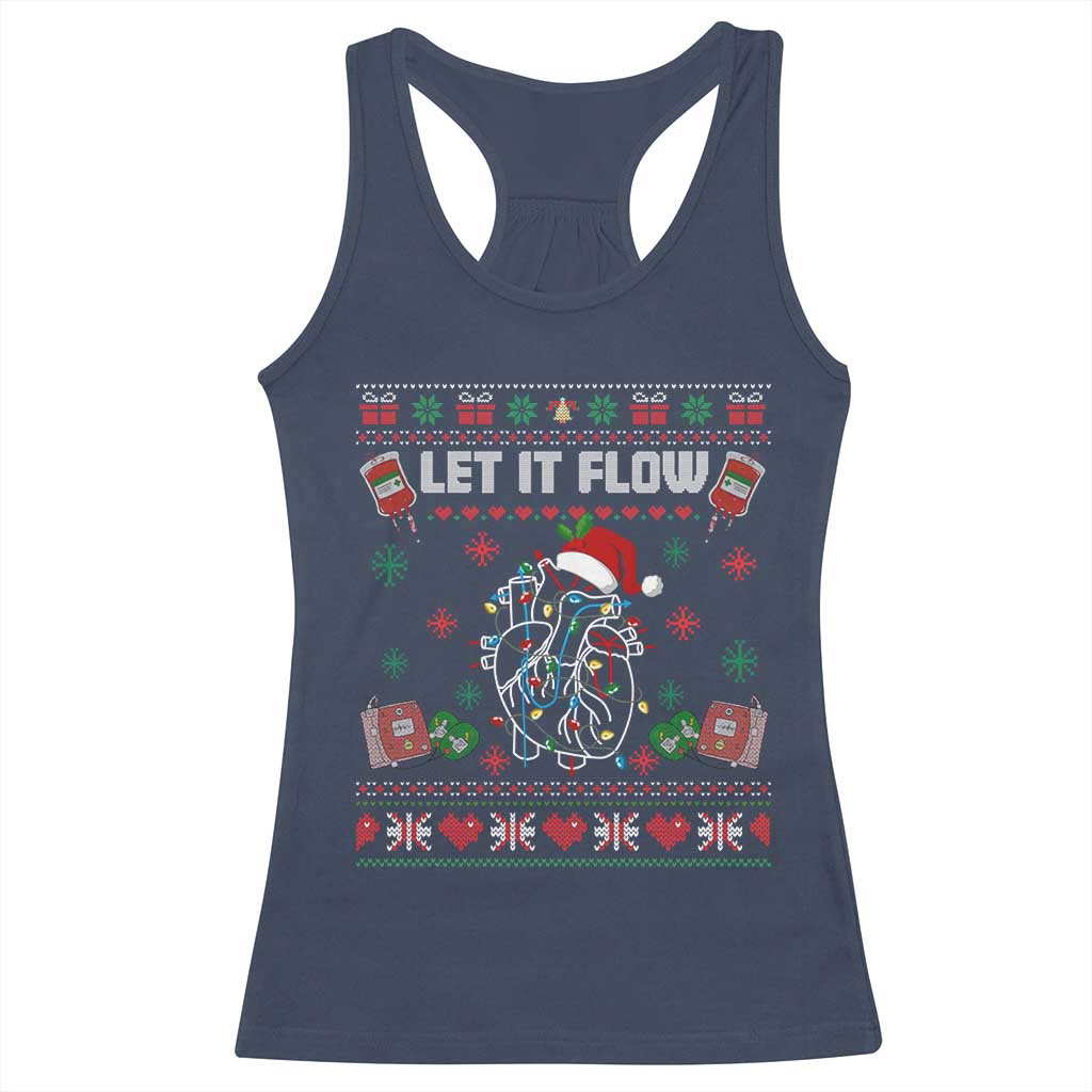 Let It Flow Christmas Racerback Tank Top Anatomy Heart Cardiac Nurse Santa Xmas - Wonder Print Shop