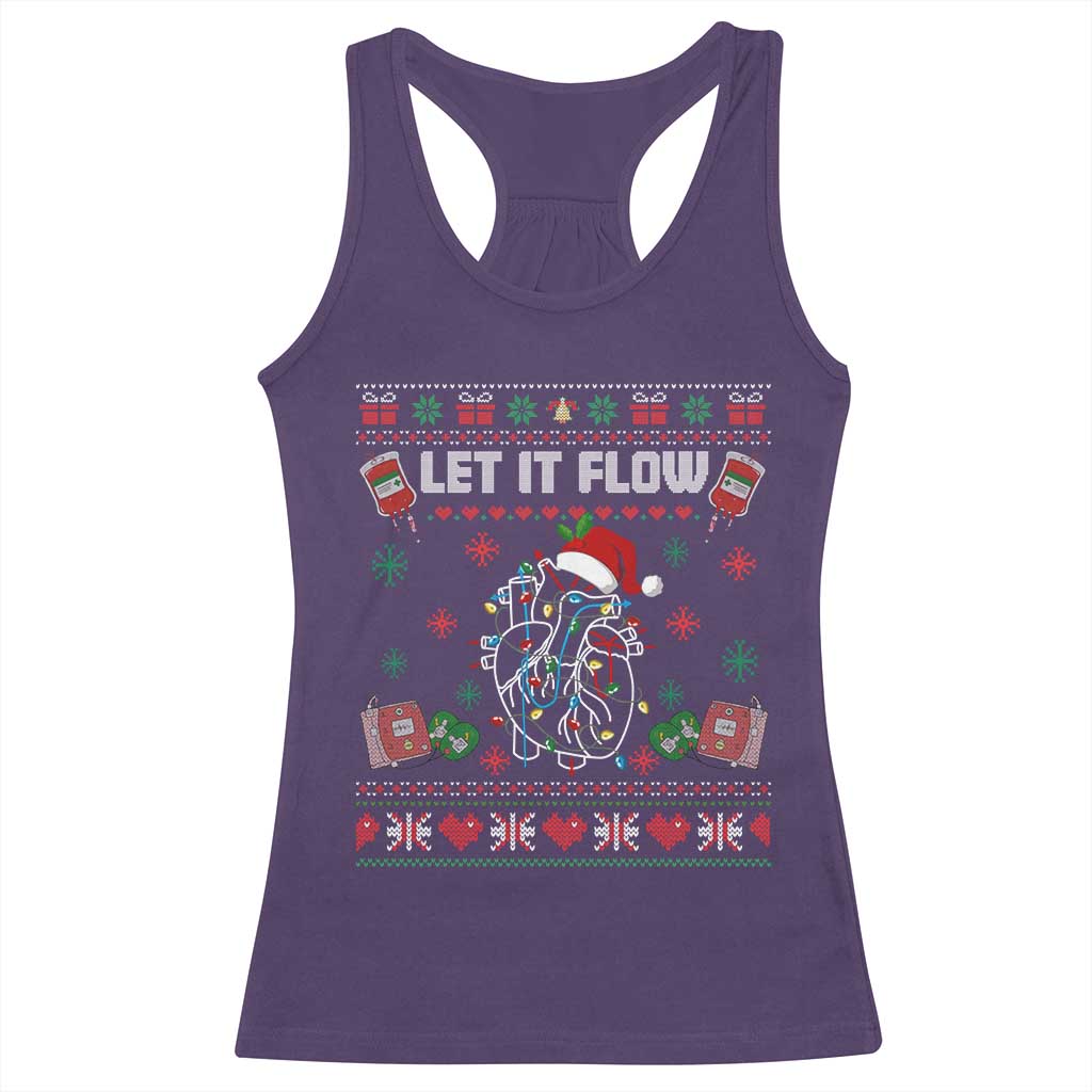 Let It Flow Christmas Racerback Tank Top Anatomy Heart Cardiac Nurse Santa Xmas - Wonder Print Shop
