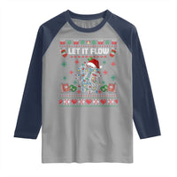 Let It Flow Christmas Raglan Shirt Anatomy Heart Cardiac Nurse Santa Xmas - Wonder Print Shop