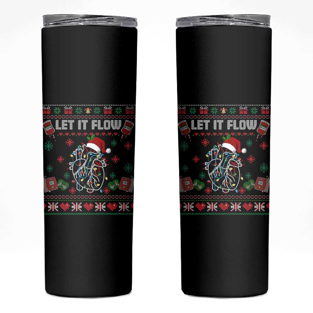Let It Flow Christmas Skinny Tumbler Anatomy Heart Cardiac Nurse Santa Xmas - Wonder Print Shop