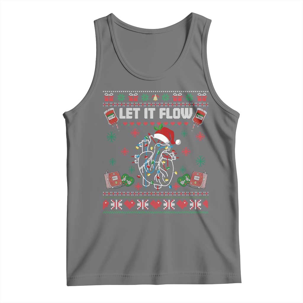 Let It Flow Christmas Tank Top Anatomy Heart Cardiac Nurse Santa Xmas - Wonder Print Shop