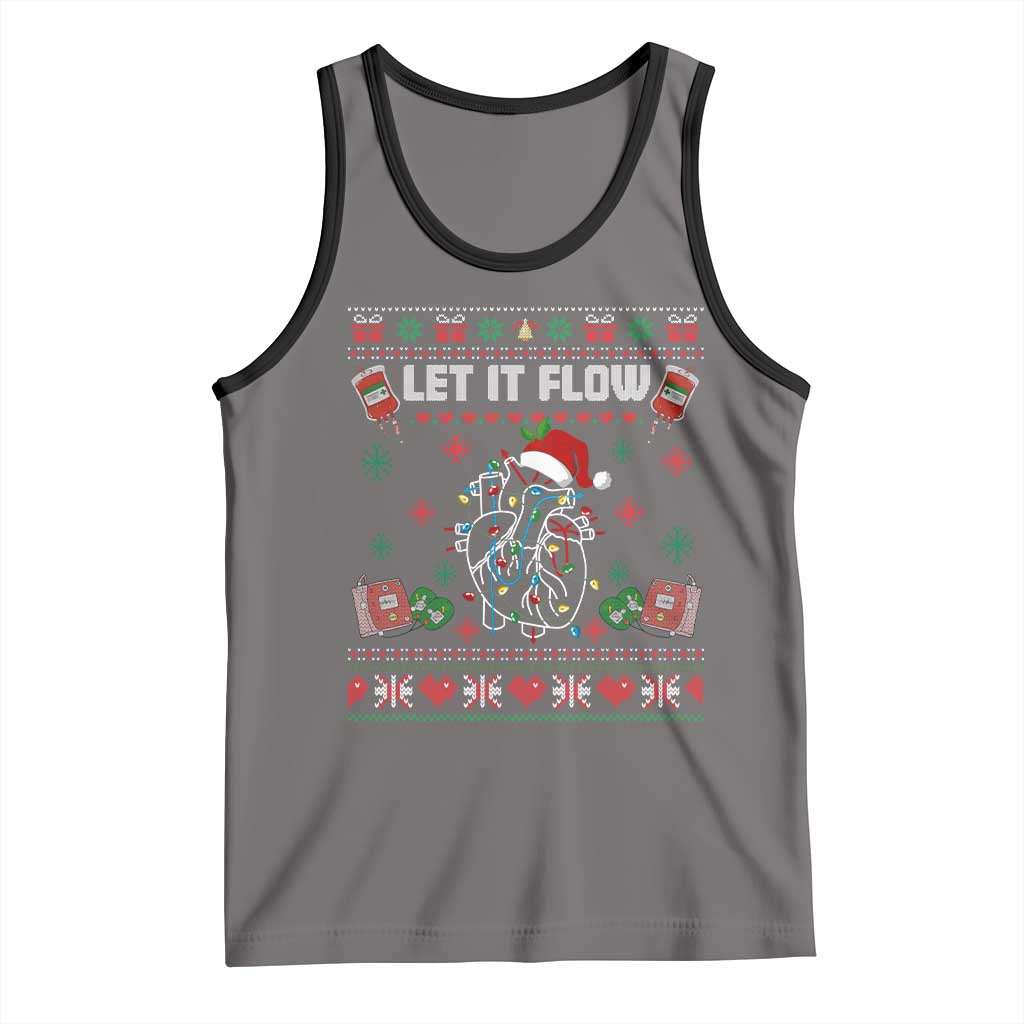 Let It Flow Christmas Tank Top Anatomy Heart Cardiac Nurse Santa Xmas - Wonder Print Shop