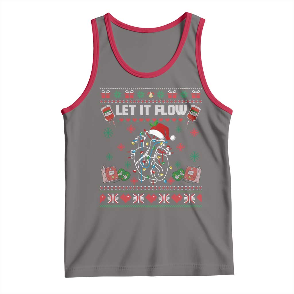 Let It Flow Christmas Tank Top Anatomy Heart Cardiac Nurse Santa Xmas - Wonder Print Shop