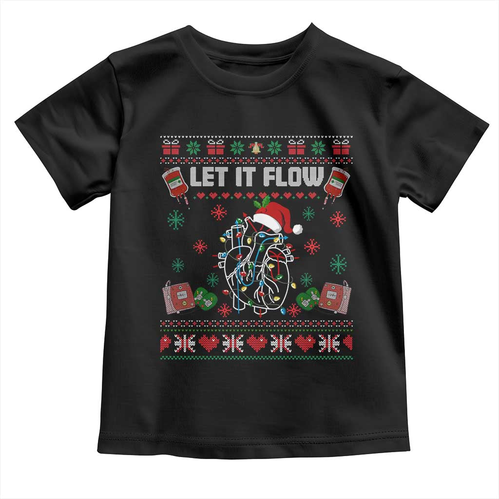 Let It Flow Christmas Toddler T Shirt Anatomy Heart Cardiac Nurse Santa Xmas - Wonder Print Shop
